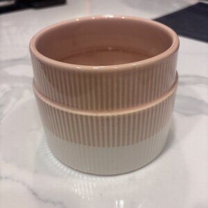 5" Light Pink and White Ribbed Ceramic Plant Pot